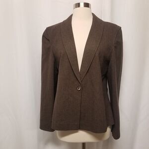 Vintage 80s Retro Pendleton Chocolate‎ Brown Wool Dark Acadamia School Blazer LG